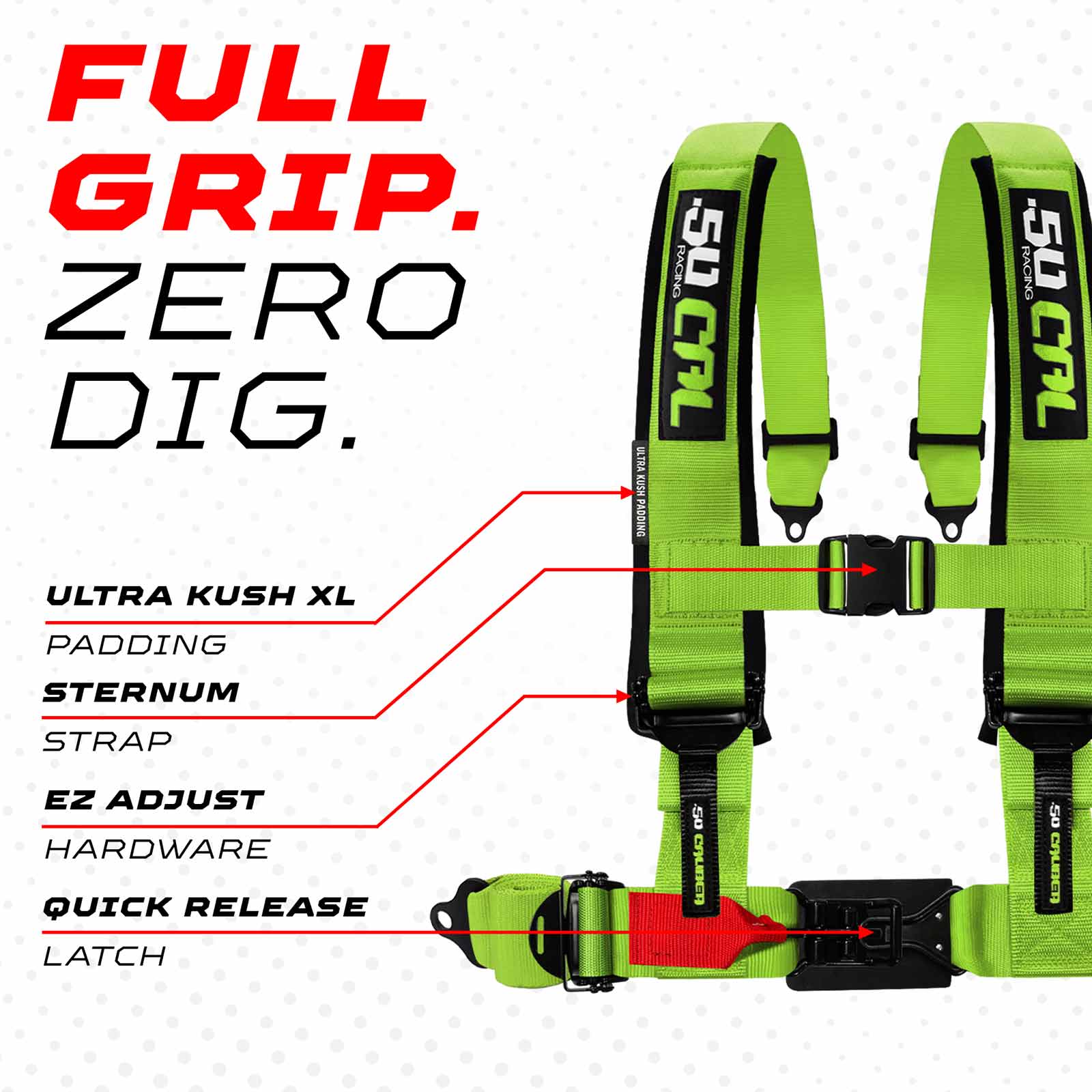 Toxic Lime 4 Point Harness