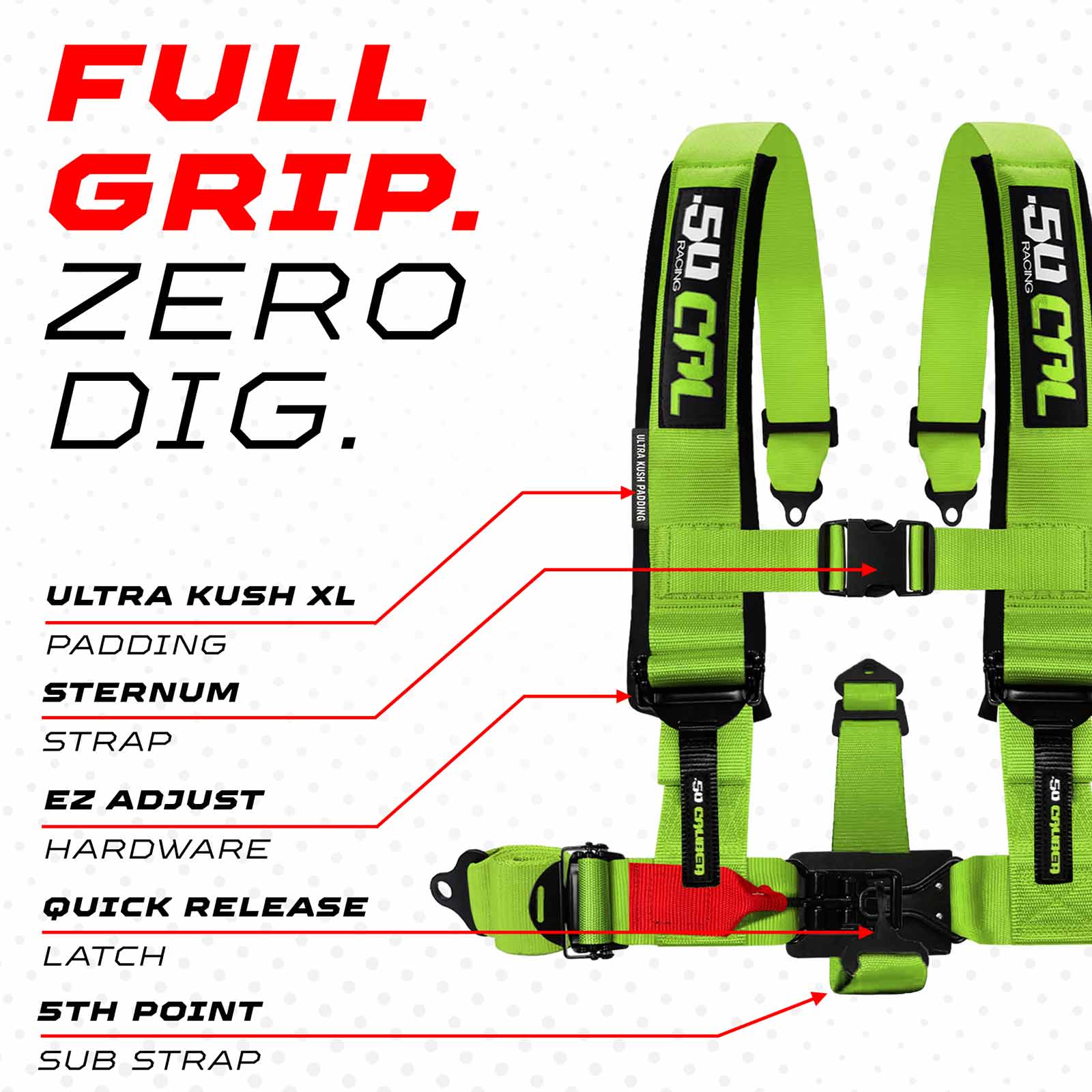 Toxic Lime 5 Point Harness