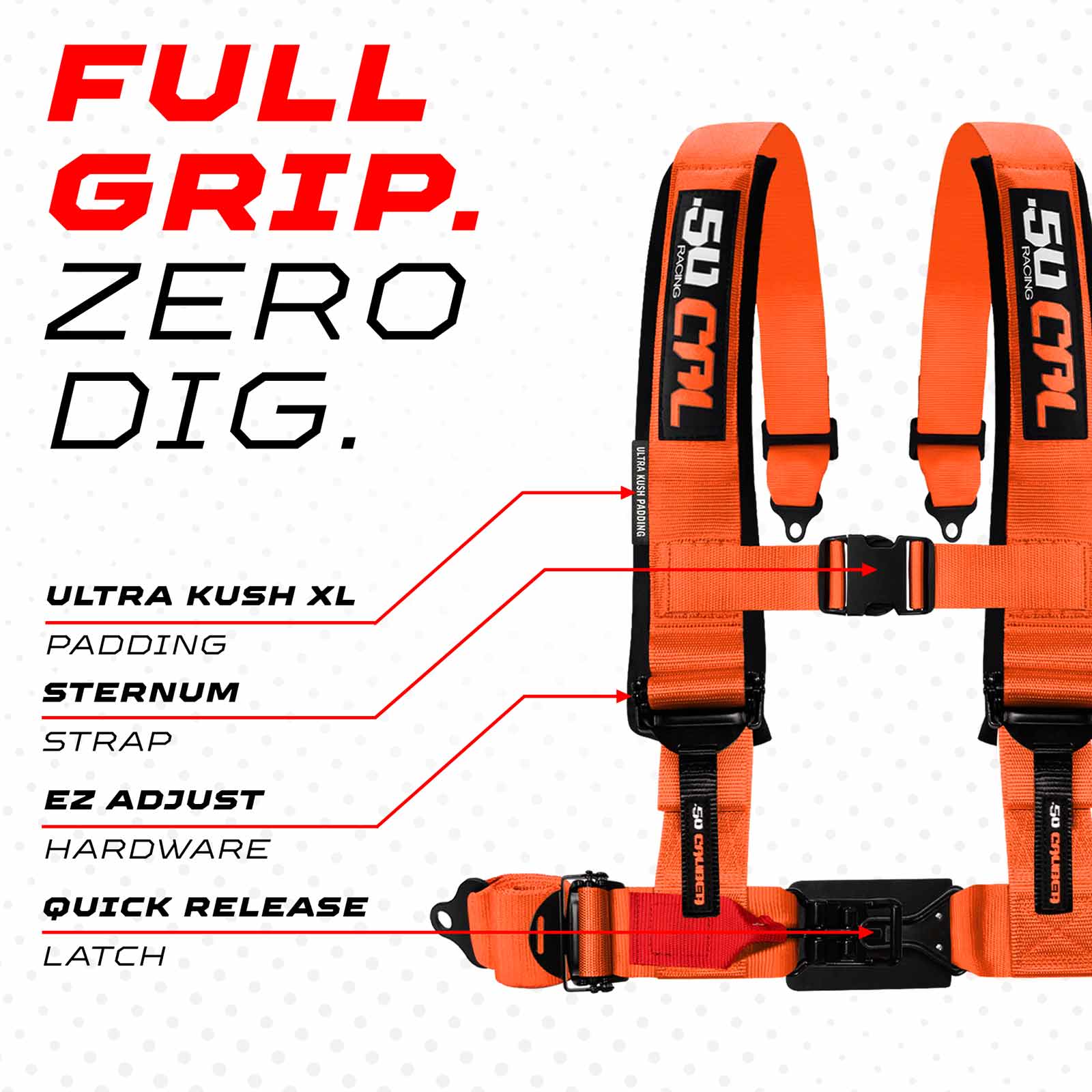 Fury Orange 4 Point Harness