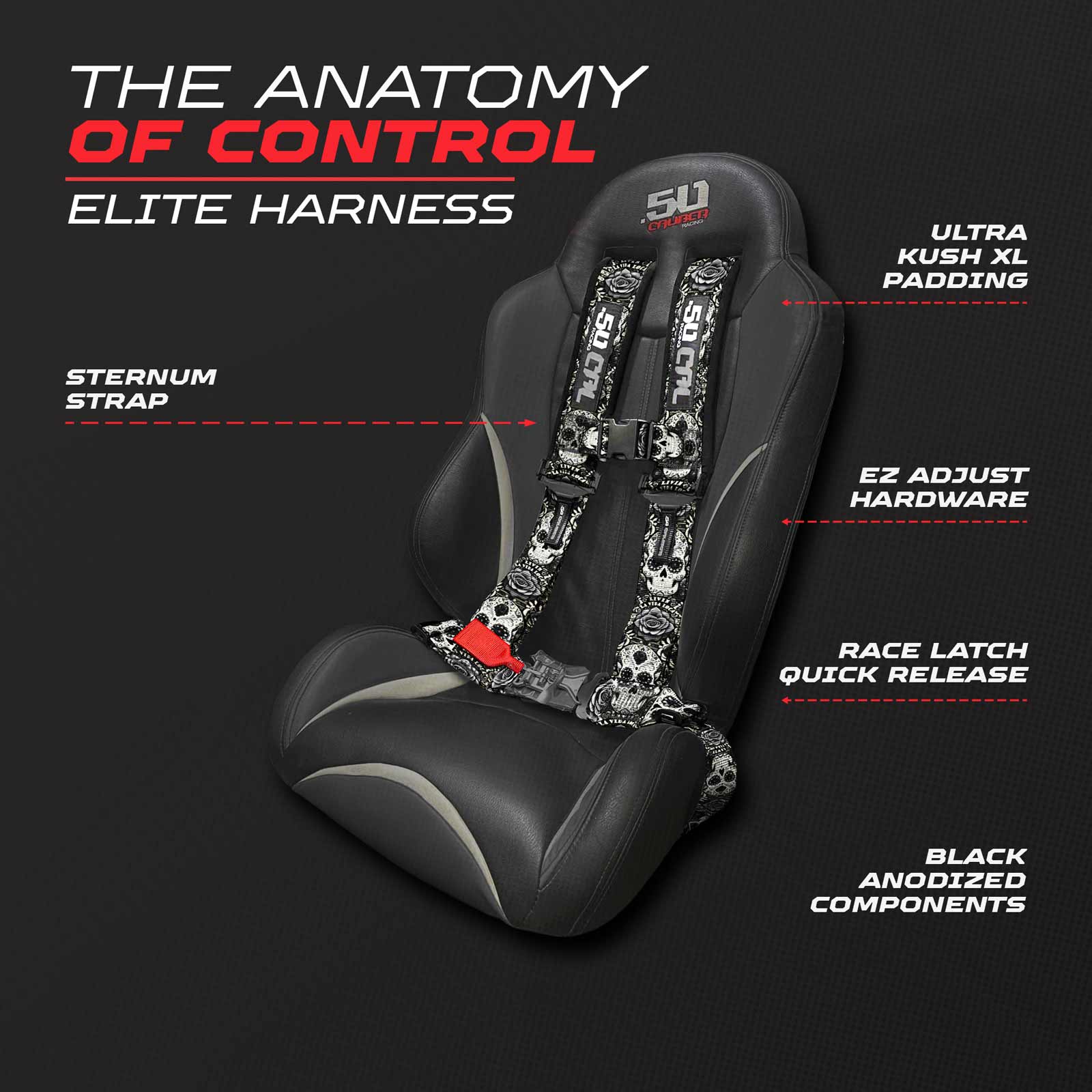 Black Sugar Skull 4 Point Harness